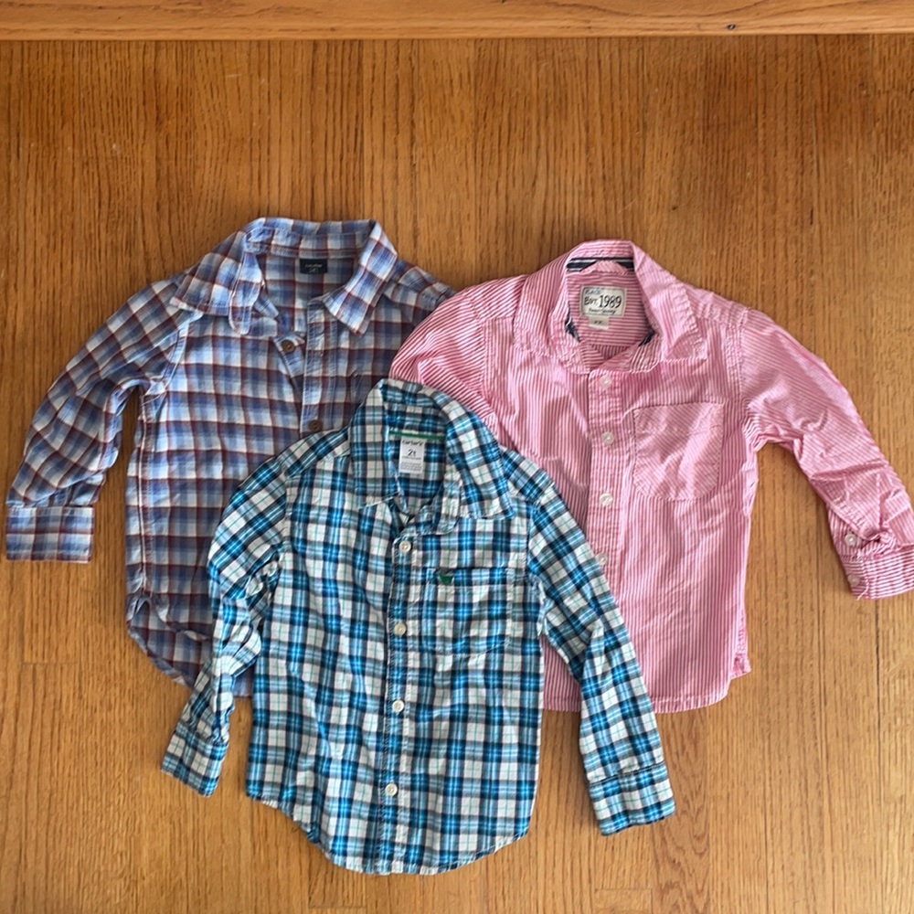 Bundle Button Down Long Sleeve Cotton Shirts 2T